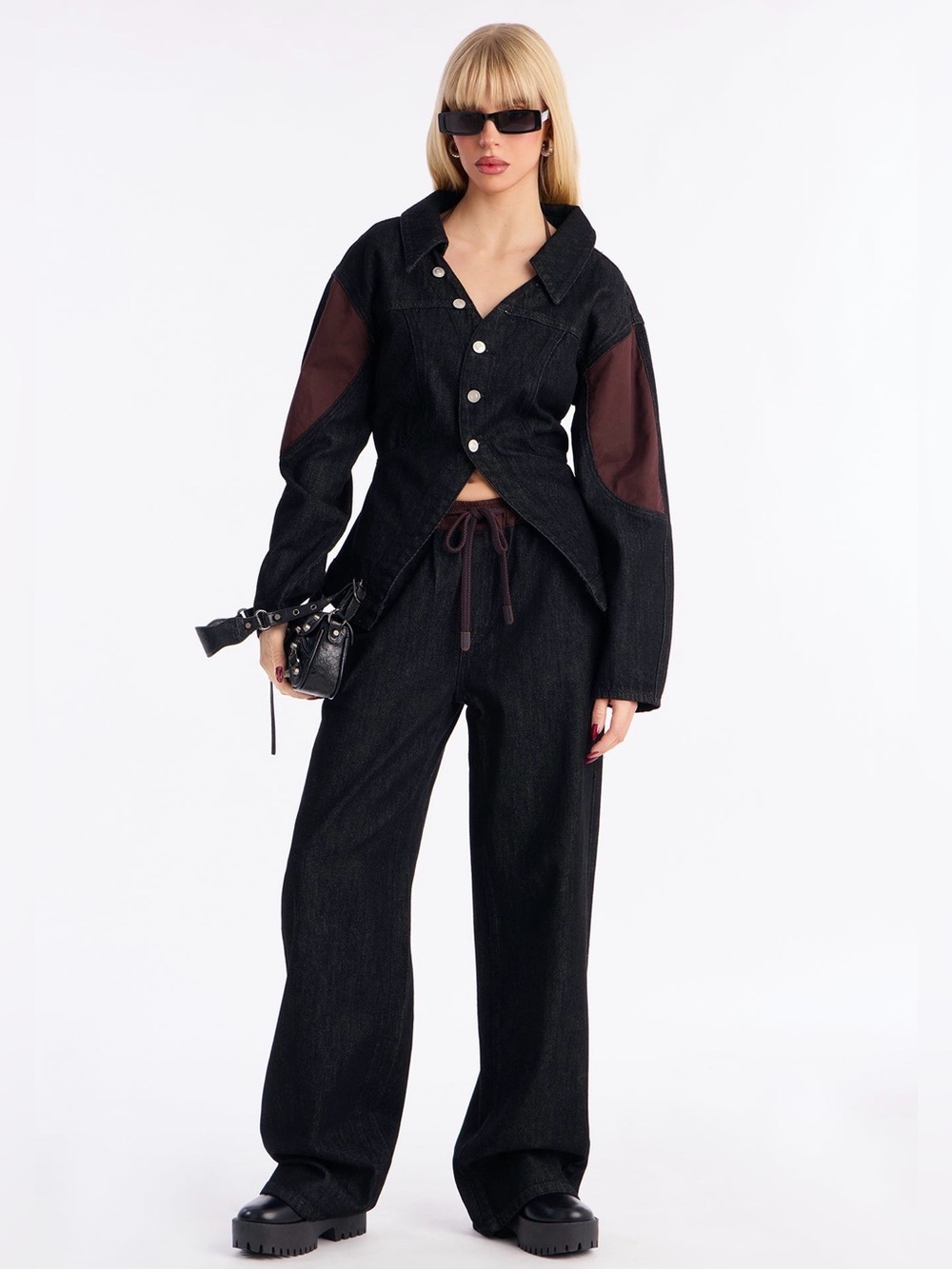 Fashion Nova Black Sheer-Panel Pantsuit